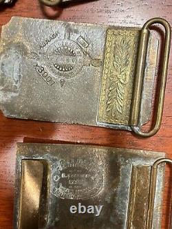 10 Vintage Belt Buckle Lot Collection Brass Large Wells Fargo Tiffany
