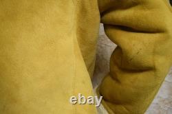 100% Sheepskin Leather Fur Lined Marlboro Man Western Coat Sz Med- Lrg Western