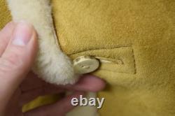 100% Sheepskin Leather Fur Lined Marlboro Man Western Coat Sz Med- Lrg Western