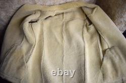 100% Sheepskin Leather Fur Lined Marlboro Man Western Coat Sz Med- Lrg Western