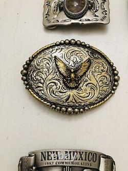 14 Vintage Belt Buckle Lot Collection Brass Large Mixed Lot Great Variety