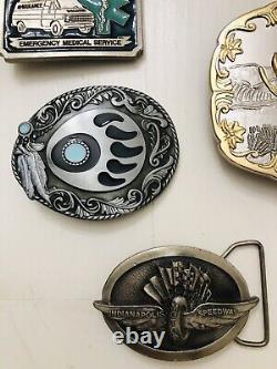 14 Vintage Belt Buckle Lot Collection Brass Large Mixed Lot Great Variety