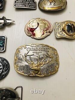 14 Vintage Belt Buckle Lot Collection Brass Large Mixed Lot Great Variety