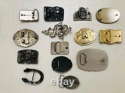 14 Vintage Belt Buckle Lot Collection Brass Large Mixed Lot Great Variety