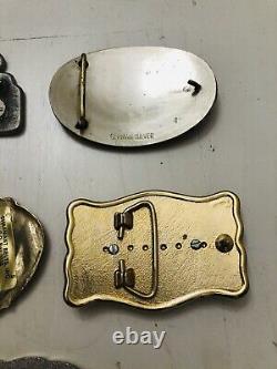 14 Vintage Belt Buckle Lot Collection Brass Large Mixed Lot Great Variety