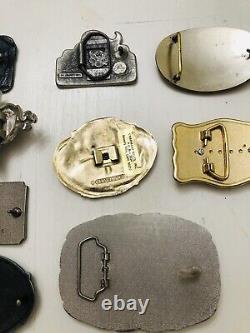 14 Vintage Belt Buckle Lot Collection Brass Large Mixed Lot Great Variety