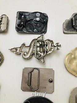 14 Vintage Belt Buckle Lot Collection Brass Large Mixed Lot Great Variety