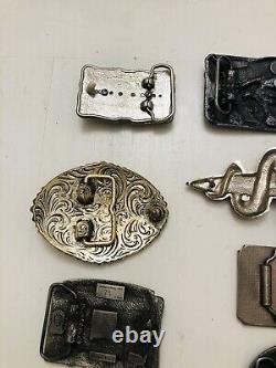 14 Vintage Belt Buckle Lot Collection Brass Large Mixed Lot Great Variety