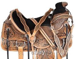 16 17 18 Classic Western Wade Roping Leather Ranch Horse Saddle Tack Set