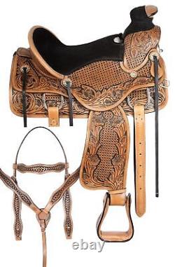 16 17 18 Wade Roping Western A Fork Custom Antique Leather Horse Saddle Tack