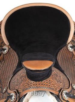 16 17 18 Western Roping Saddle Wade Tree Matching Hand Carved Leather Package