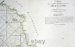 1745 Mannevillette Large Antique Map Sea Chart Western Sumatra Indonesia, Padang