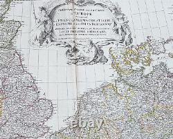 1754 D Anville Large Original Antique Map of Western Europe British Isles Rare