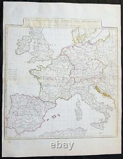 1771 J B D Anville Large Antique Map of Western Roman Europe, Britain to Italy