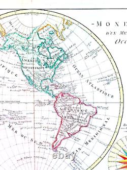 1780 Map of Western Hemisphere Rigobert Bonne Large 18th Century Map