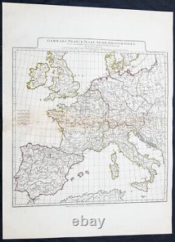 1794 Laurie & Whittle Large Antique Map Western Europe Italy, Spain, France, UK