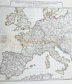 1794 Laurie & Whittle Large Antique Map Western Europe Italy, Spain, France, UK