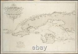 1837 Large Dirección Hidrografía Nautical Chart Map Western Cuba Caribbean