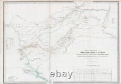 1840 Large Antique Map WESTERN COAST OF AFRICA Isles de Loss Sherboro Island