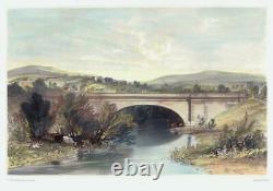 1846 Large Antique Lithograph BATHFORD BRIDGE Great Western Railway Bourne (5)