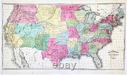 1851 United States Map LARGE ORIGINAL Western Territories Texas New Mexico RARE