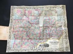 1854 Colton Emigrant Western Tourist Guidelarge Pocket Map Booku. S. Map Antique