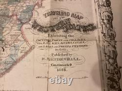 1868 Traveling Map Of The Western States Edward Mendenhall Large Foldout
