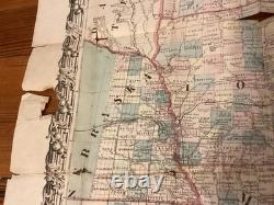 1868 Traveling Map Of The Western States Edward Mendenhall Large Foldout