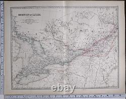 1881 Large Antique Map Dominion Of Canada Western Ontario Quebec Montreal