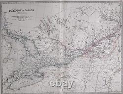 1881 Large Antique Map Dominion Of Canada Western Ontario Quebec Montreal