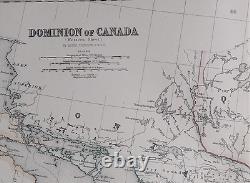 1881 Large Antique Map Dominion Of Canada Western Ontario Quebec Montreal