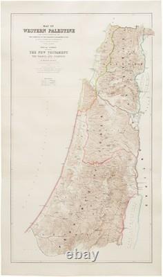 1882 Large (38 x 65 in)'Map of Western Palestine' with Biblical History