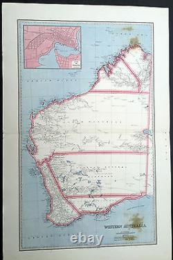 1888 Picturesque Atlas Large Antique Map of Western Australia