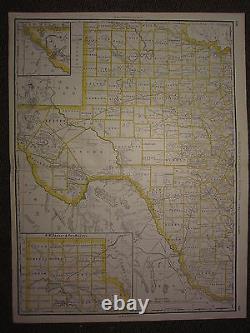 1890 Large Map Western Texas State County Railroad Excellent Condition