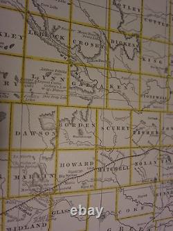 1890 Large Map Western Texas State County Railroad Excellent Condition