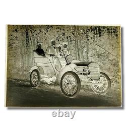 1900s Automobile Glass Negative Early Car White Wheel Family Antique Buggy 7