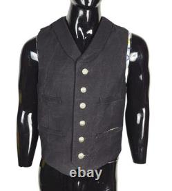 1900s Western Cowboy Denim Genuine Buffalo Nickel Button Waistcoat Vest S/M/L