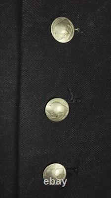 1900s Western Cowboy Denim Genuine Buffalo Nickel Button Waistcoat Vest S/M/L