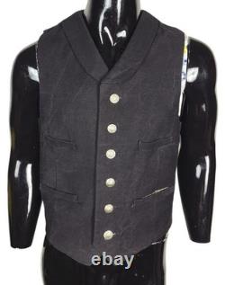 1900s Western Cowboy Denim Genuine Buffalo Nickel Button Waistcoat Vest S/M/L