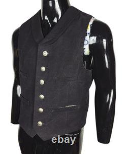 1900s Western Cowboy Denim Genuine Buffalo Nickel Button Waistcoat Vest S/M/L
