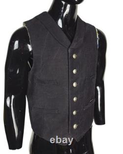 1900s Western Cowboy Denim Genuine Buffalo Nickel Button Waistcoat Vest S/M/L