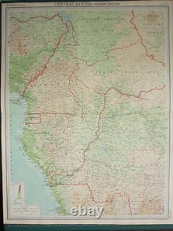 1921 Large Map Central Africa Western Section Spanish Guinea Angola Cameroon