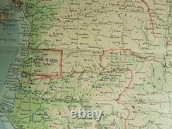 1922 Large Antique Map Central Africa Western Section Cameroons Congo