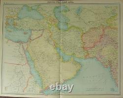 1922 Large Antique Map South-western Asia Arabia Syria Turkey Persia