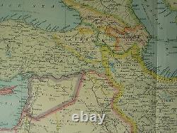 1922 Large Antique Map South-western Asia Arabia Syria Turkey Persia