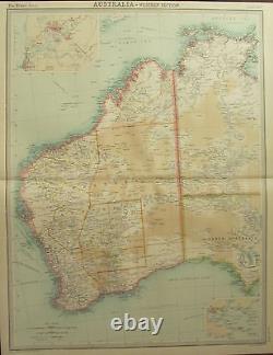 1922 Large Antique Map Western Australia Inset Perth Environs