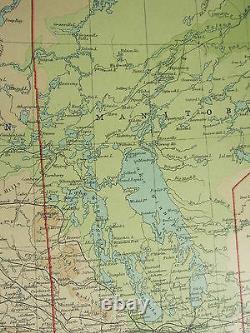 1922 Large Antique Map Western Canada British Columbia Alberta Manitoba