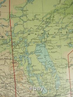 1922 Large Antique Map Western Canada British Columbia Alberta Manitoba