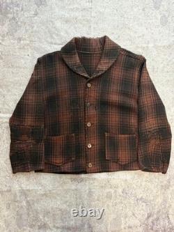 1930s A-1 Style Shawl Collar Jacket Vintage Plaid Workwear Western Costume
