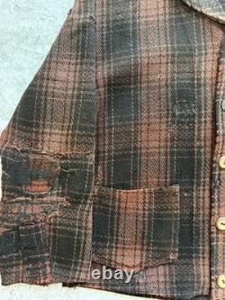 1930s A-1 Style Shawl Collar Jacket Vintage Plaid Workwear Western Costume